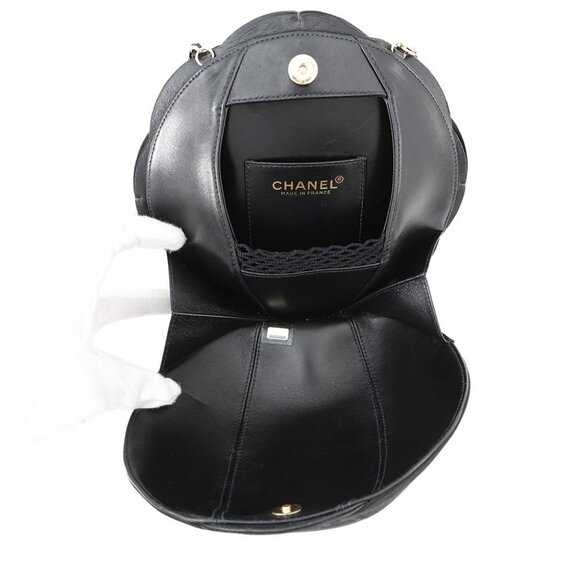CHANEL Camellia ChainPochette Satin/Leather Black - Picture 15 of 15